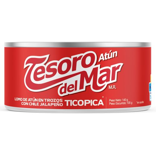 Atún Tesoro Del Mar Lomo En Trozos Con Chile Jalapeño Ticopica - 140gr