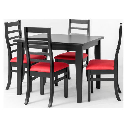 Comedor Euro Confort para 4 Personas, Sillas Rectangulares base color Rojo