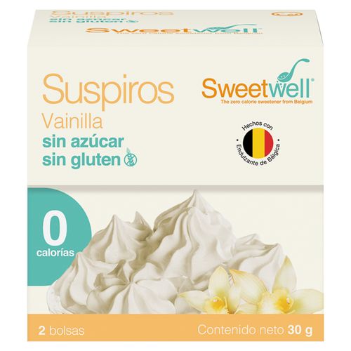 Suspiros Sweetwell De Vainilla 15 G. Sin Azúcar, Sin Gluten, 2-Pack - 30Gr
