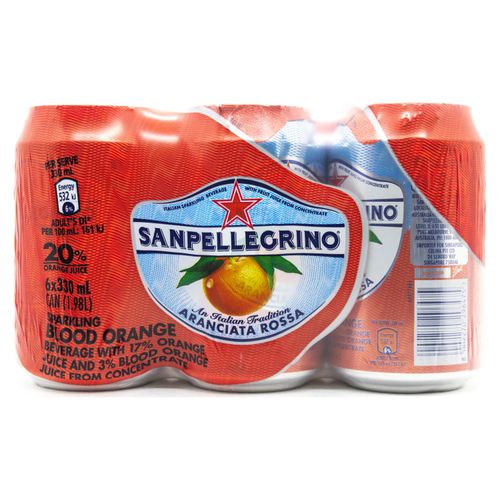 6 Pack Agua San Pellegrino Carbonatada Aranciata - 1980Ml