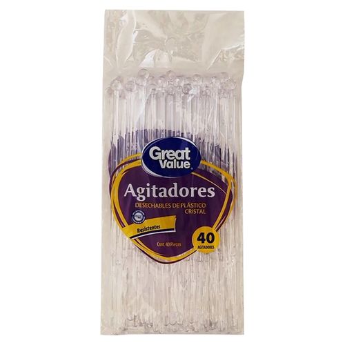 Agitador Great Value Cristal 40 Piezas