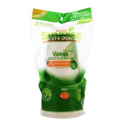 Vaso Sunrise Eco Reutilizable 12Oz 10Uni