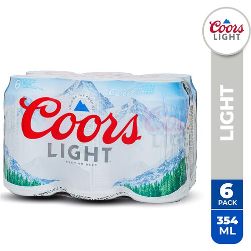 6 Pack Cerveza Coors Light Lata -2124 ml