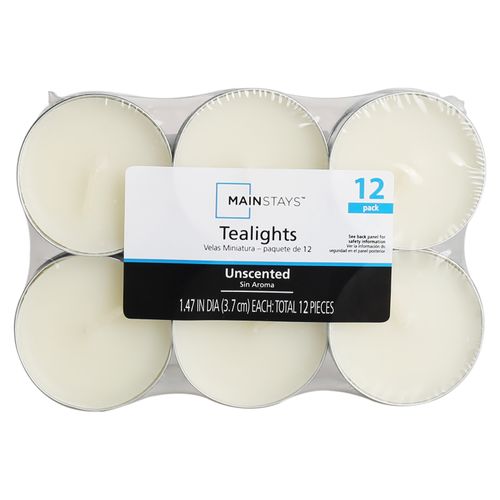 Set Tealight Mainstays Sin Aroma - 12 Unds