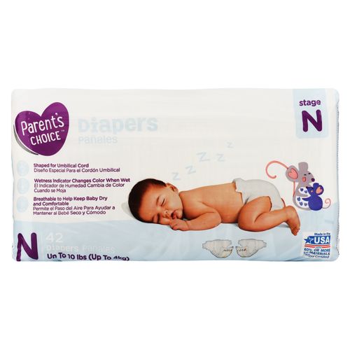 Pañal Parents Choice Baby Diaper Size 0 Nb - 42 Unidades
