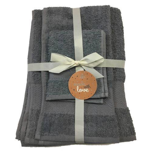 Set  Toallas Home Trends   Panaleta Gris Oscuro