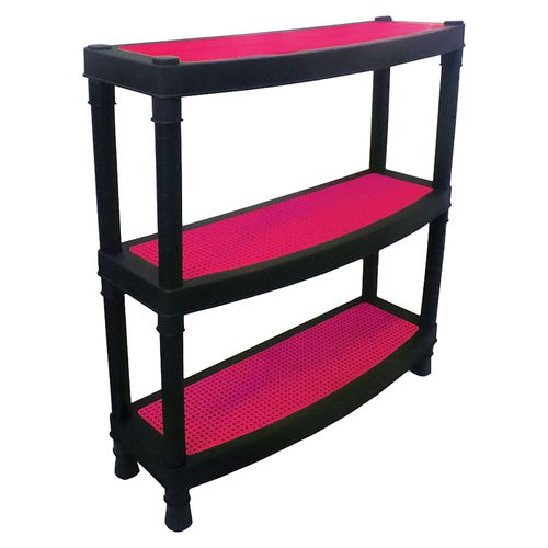 Estanteria Polycar de 3 Niveles Rosado con Negro - unidad