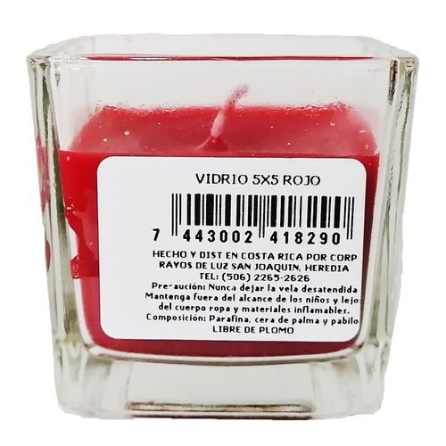 Vela Frangus Aromatica en Vaso de Vidrio 5X5 color Rojo con Aroma a Canela - unidad