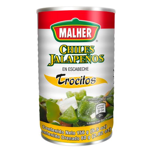 MALHER® Chiles Jalapeños Trocitos Lata 156g