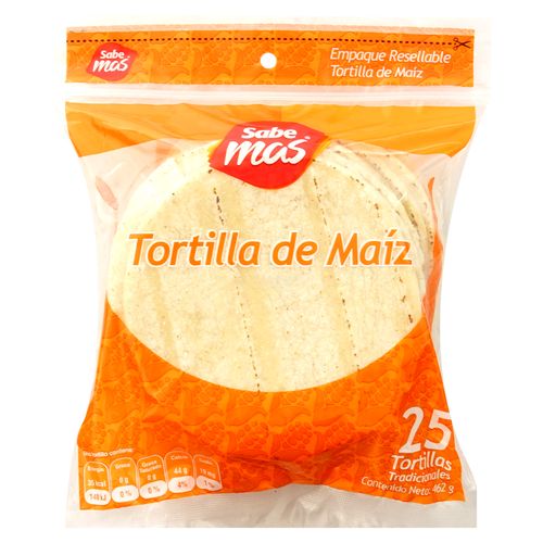 Tortilla Sabemas De Maiz Regular 25 unidades
