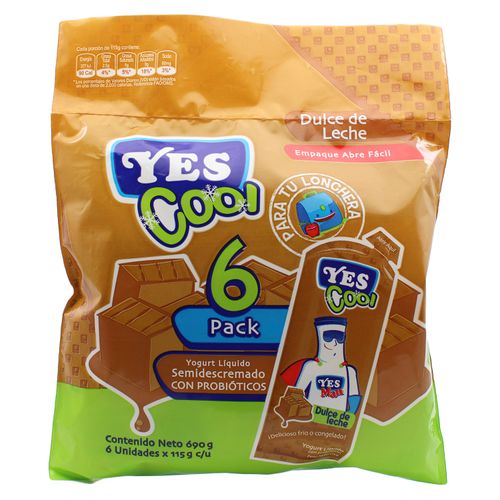 Yogurt líquido Yes Cool dulce de leche 6 pack - 690 g
