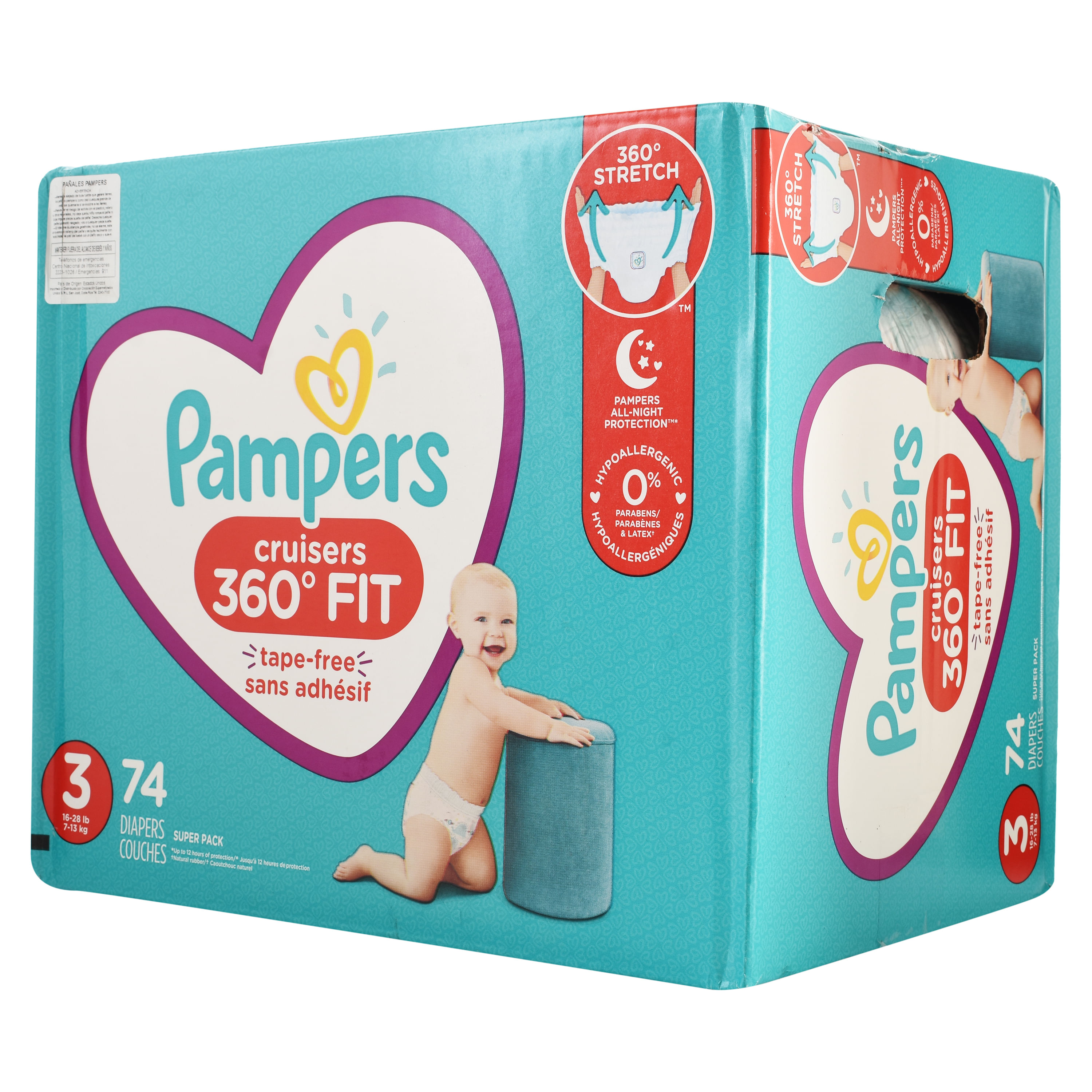 Pampers Cruisers 360 Pañales - Talla 7, 88 unidades, pañales desechables  para bebé, ajuste sin huecos