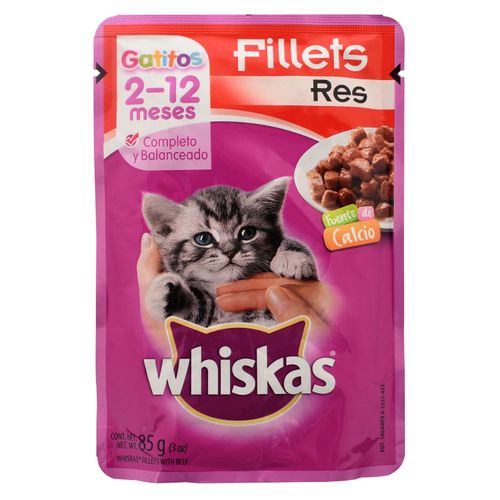 Alimento Humeda Whiskas Gatito Fillets Res - 85gr