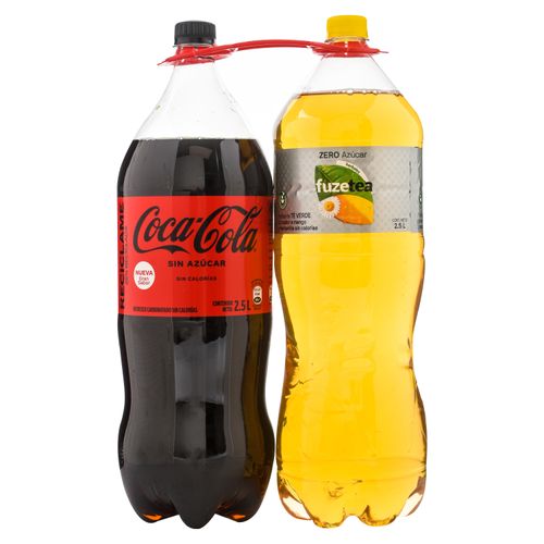 2 Pack Refresco Coca Cola y Fuze Zero Manzanilla -2500ml