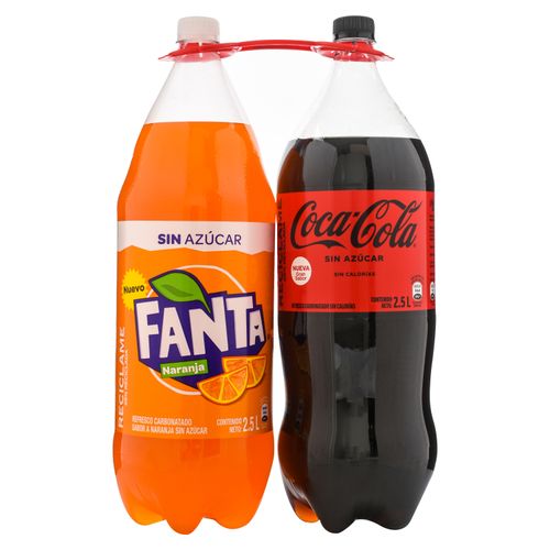 2 Pack Refresco Coca Cola y Fanta -2500ml