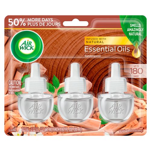 3 Pack Aromatizante Eléctrico  Air Wick Sandal Wood Repuesto - 21ml