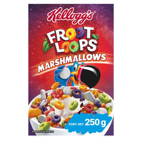 Cereal Kellogg's® Froot Loops® con Malvaviscos - Aritos de Maíz, Trigro y Avena con Sabor a Frutas - 1 Bolsa de 250gr