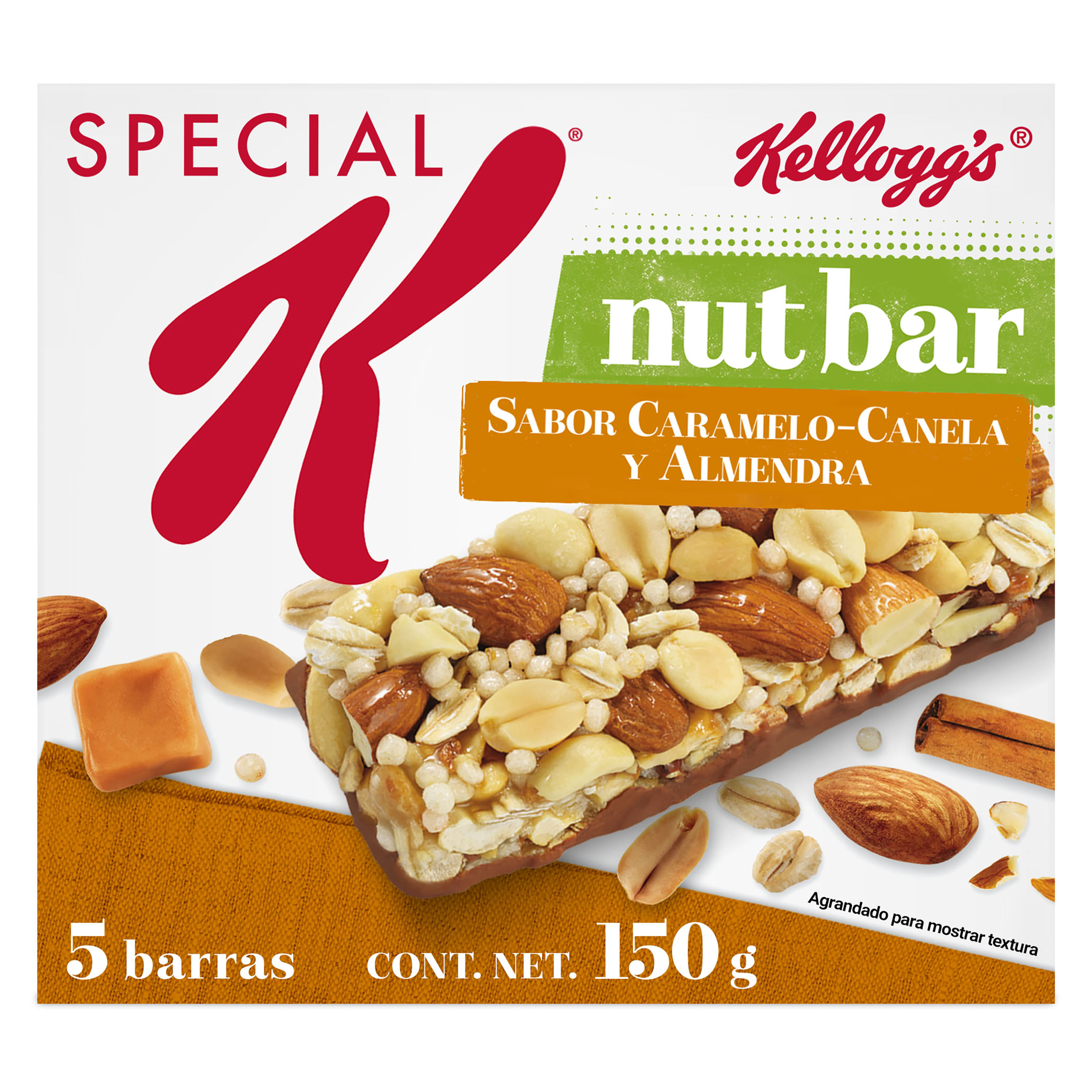 Barras Kellogg's® Special K® Nut Bar Sabor Caramelo-Canela y Almendra - 1  Caja de 150gr con 5 Barras