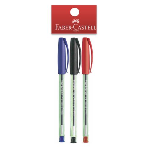 Boligrafo Faber Castell 035 (Azul, Negro, Rojo) Blister 3 Unidades