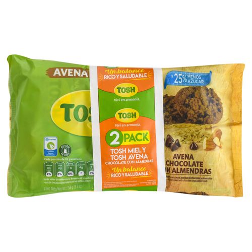 Galleta Tosh 2Pk Miel Y Avena Choco 426G