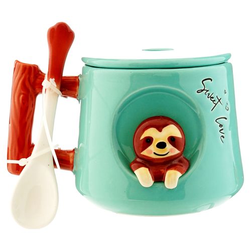 Taza Mainstays Ceramica Tapa Y Cuchara 12.5Oz