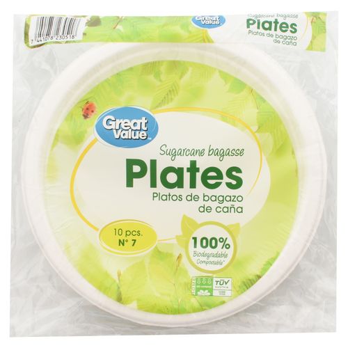Plato Great Value 7 Papel Desechable 10U