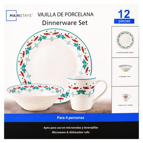 Vajilla Mainstays De Porcelana 12 Piezas