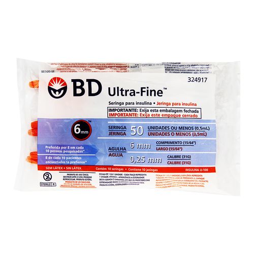 Bd Jeringa Insulina 6Mm X 100 Unds