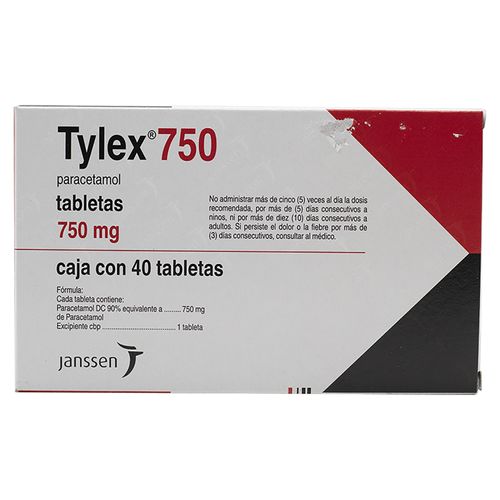 Tylex 750Mg, Precio indicado por unidad