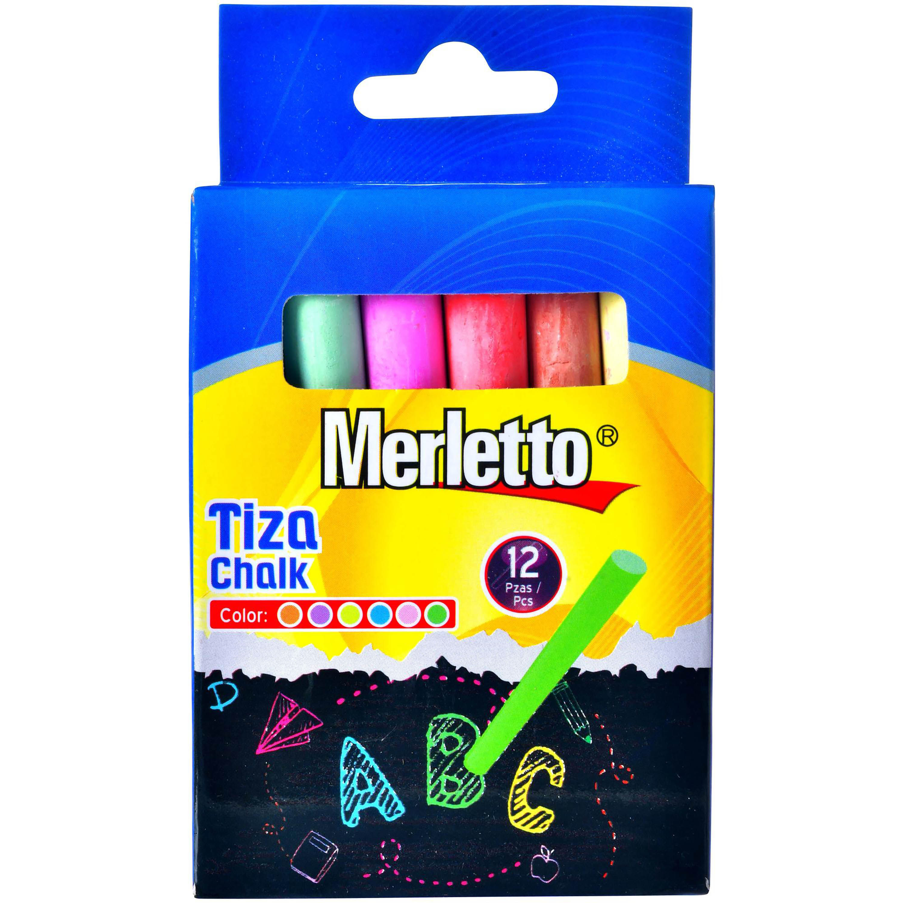 Caja Tizas Colores Merletto 12U - Maxi Palí