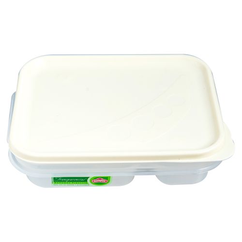 Tazón Guateplast Rectangular con Division  (3 Tz/710 Ml) color Marfil - unidad