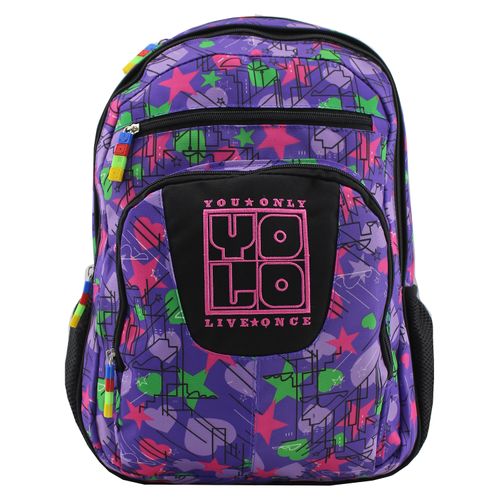 Mochila Yolo Malla Lateral Niña Morada