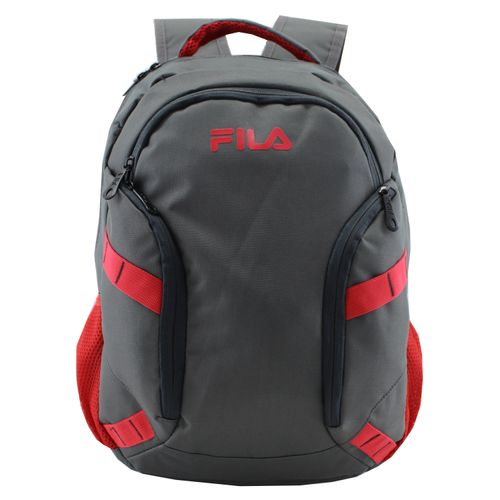Mochila Malla Lateral Gris Con Rojo