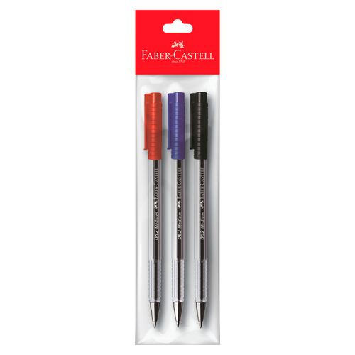 Boligrafo Faber Castell Medio 062 (Azul, Negro, Rojo) Blister 3 Unidades