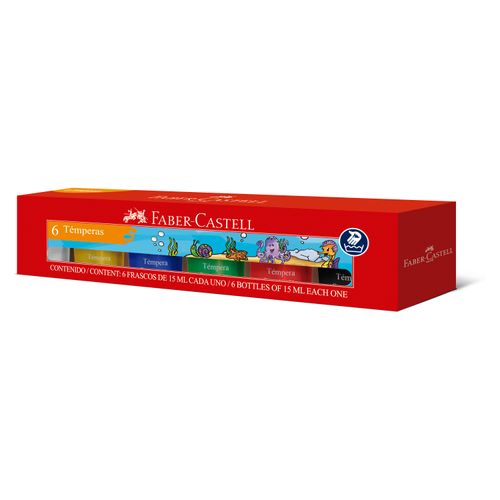 Tempera Faber Castell Frasco De 15 Ml 163006 Caja/6 Colores