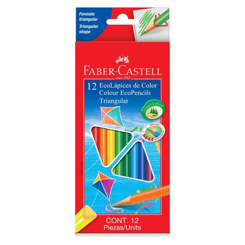 Lápiz de color Faber Castell, Ecolápices Triangular -12 uds