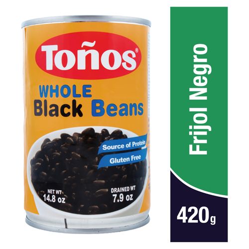 Frijol Toños negros entero en lata - 420 g