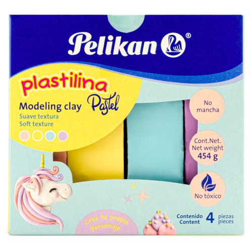 Plasticina Pelikan Pastel Caja 4 Colores Gruesos - 454gr