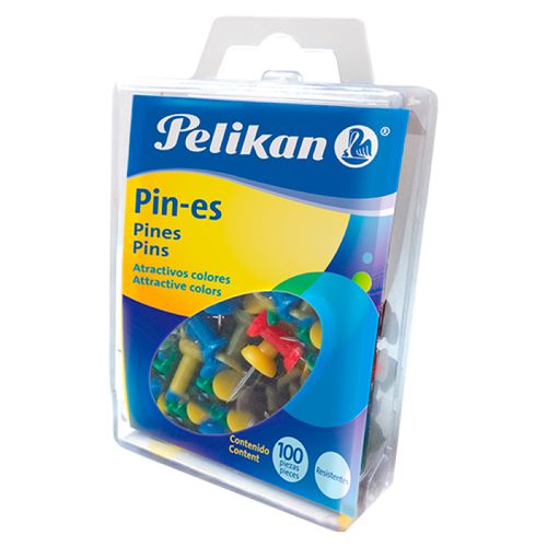 Push Pin Pelikan Surtido Color Caja - 100 Unidades