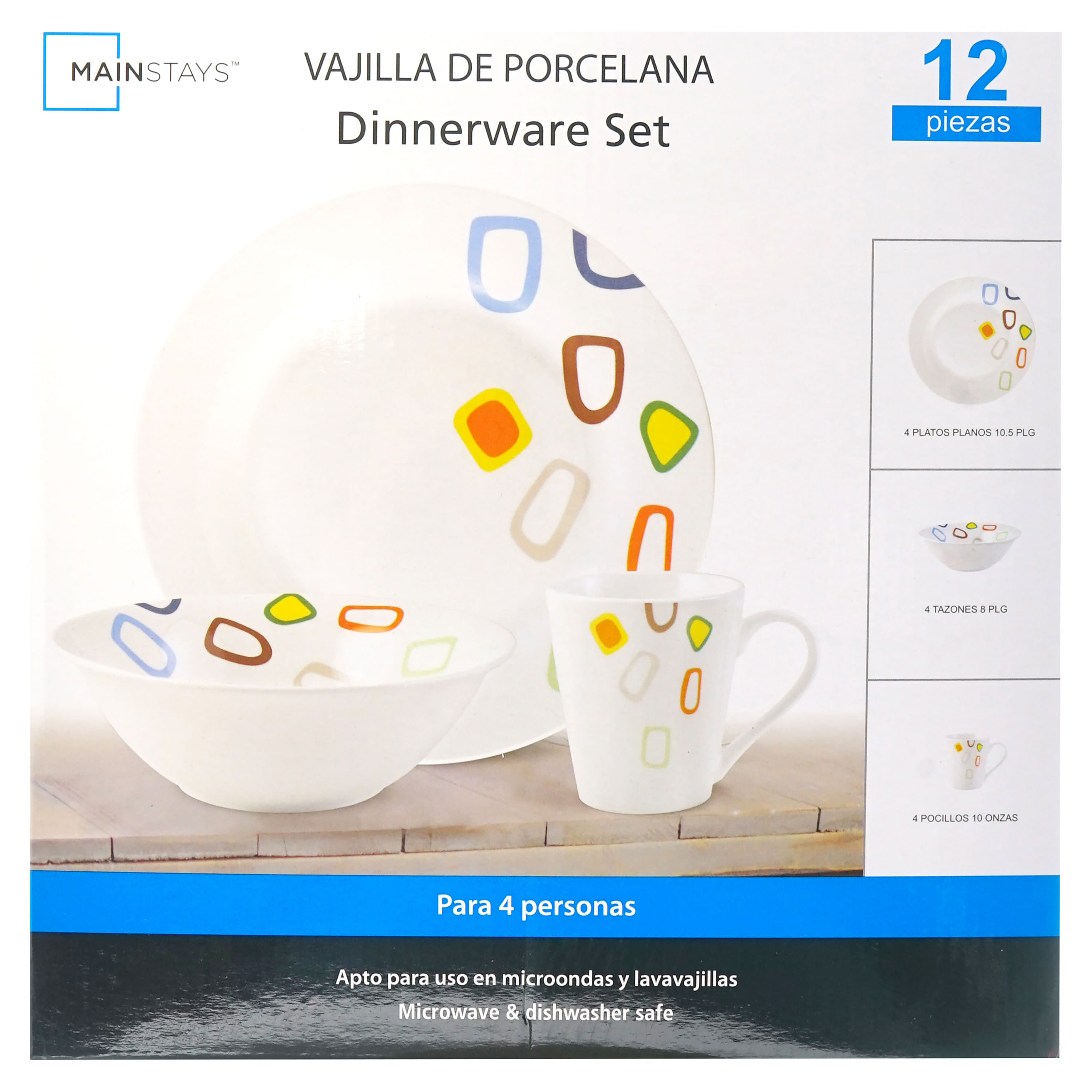 Vajilla de Porcelana 12 Piezas DiseÃ±o ClÃ¡sico ColecciÃ³n Disney