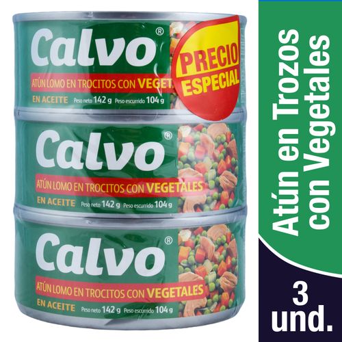Atún Calvo trocitos en aceite con vegetales 3 pack - 426 g