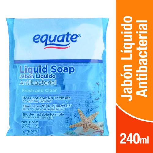 Jabón Equate Liquido Antibacterial Burbuja Fresh -240 ml