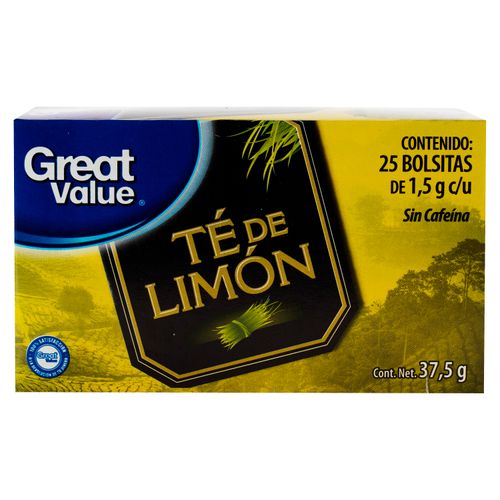 Té Great Value zacate limón 25 Uds - 37.5 g