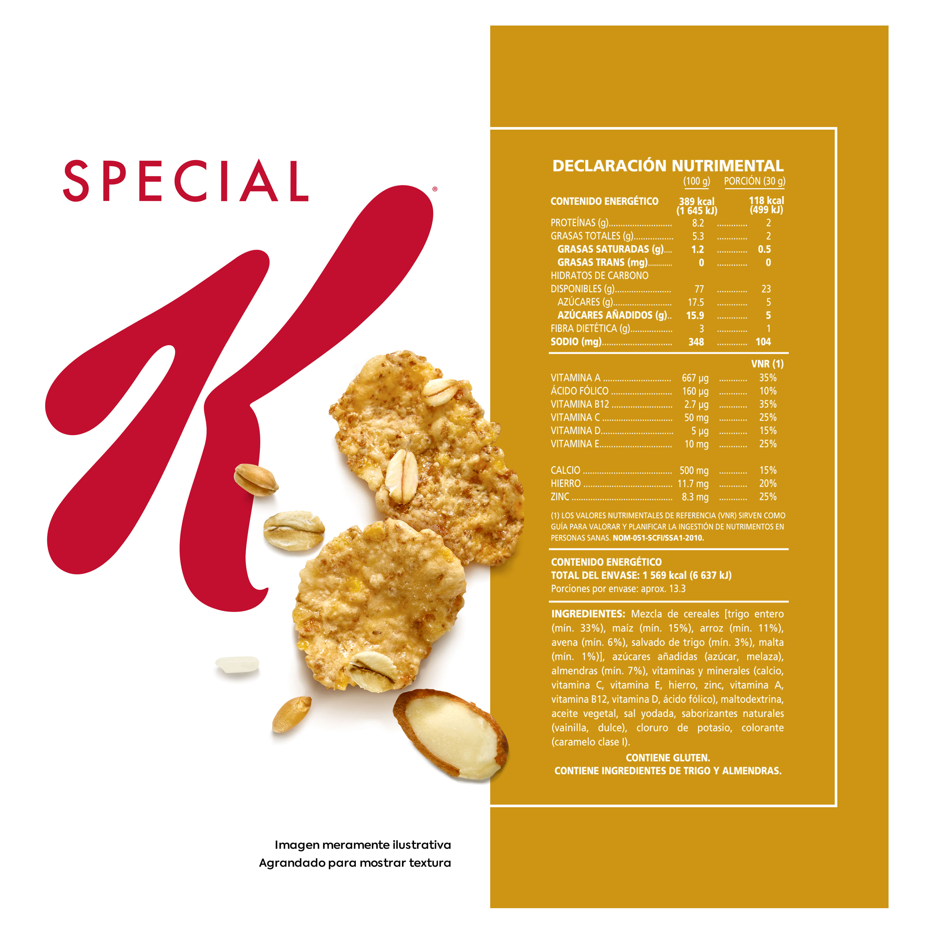 Cereales copos de trigo integral y arroz Kellogg's Special K caja
