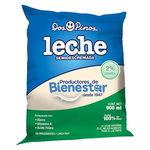 Leche Dos Pinos Semidescremada Bolsa -900ml