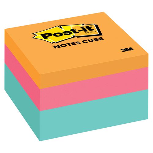 Cubo de Notas Adhesivas, Post-it, Color Ola Aqua, 400 hojas cada block