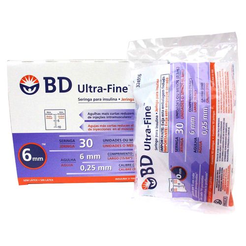 Aguja BD Ultra Fine 6 x 0,25 mm caja 100 Uds - Precio indicado por aguja