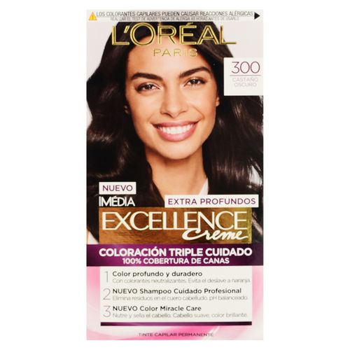 Tinte para el cabello Permanente L'Oréal Paris Excellence Tono 300 castaño oscuro