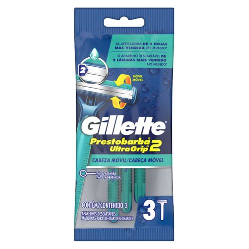 Máquinas Para Afeitar Desechables Gillette Prestobarba Ultragrip2 -3 Unidades