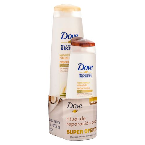 Pack Shampoo Dove Ritual Reparación Coco 400 -200 ml